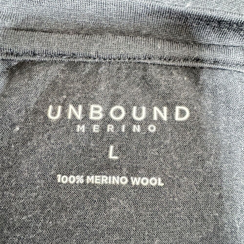 Unbound Merino Boxy Pocket Tee T-Shirt Women's Large Black 100% Merino Wool Crop - Picture 5 of 9
